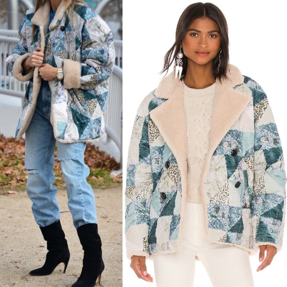 ISABEL MARANT ETOILE Maceio Patchwork Sherpa Coat